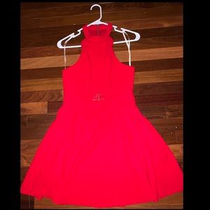 Red Halter Neck Dress with cutout